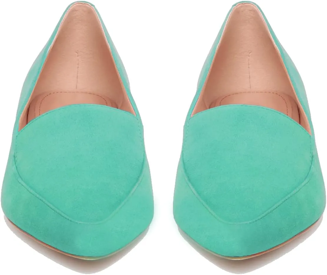 SHODENSE Women Pointed Toe Flat Loafers Slip On Suede Loafer Flats Closed Toe Flat Heel Penny Loafer Comfortable Moccasins Casual Driving Walking Loafers Shoes Ladies Girls Daily Club Church 4-11 M US
