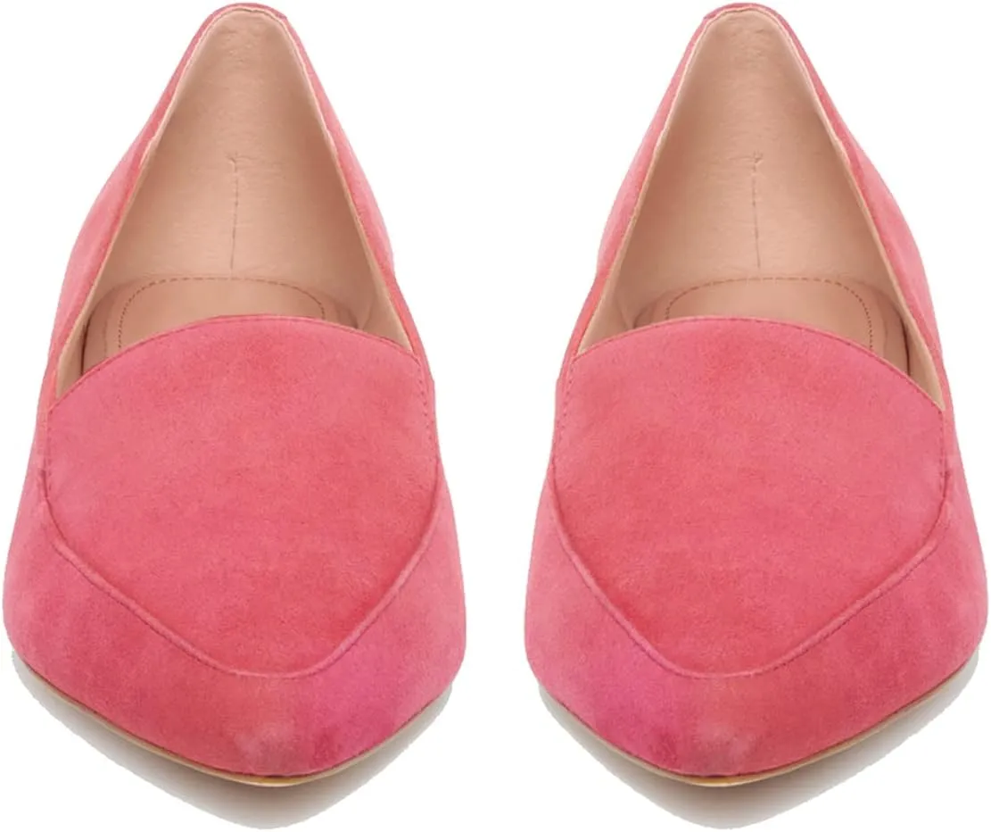 SHODENSE Women Pointed Toe Flat Loafers Slip On Suede Loafer Flats Closed Toe Flat Heel Penny Loafer Comfortable Moccasins Casual Driving Walking Loafers Shoes Ladies Girls Daily Club Church 4-11 M US