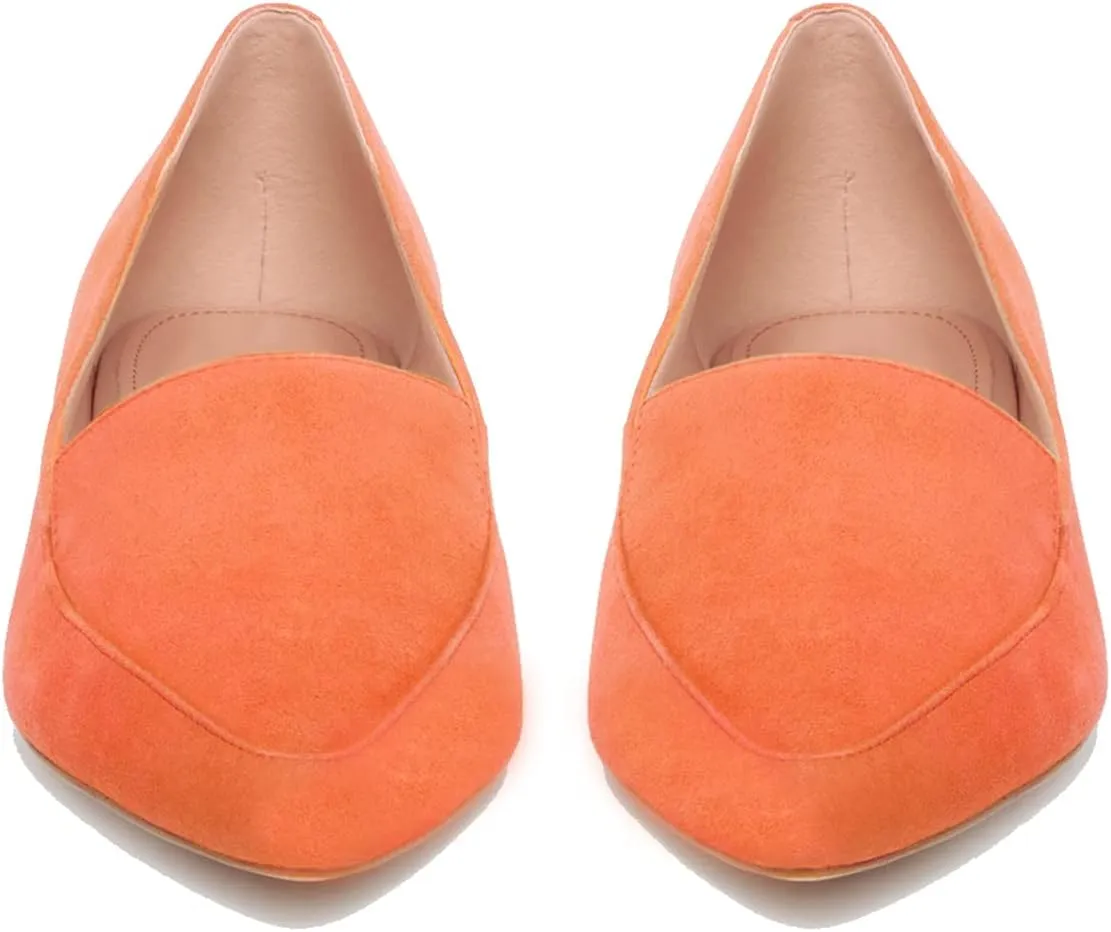 SHODENSE Women Pointed Toe Flat Loafers Slip On Suede Loafer Flats Closed Toe Flat Heel Penny Loafer Comfortable Moccasins Casual Driving Walking Loafers Shoes Ladies Girls Daily Club Church 4-11 M US