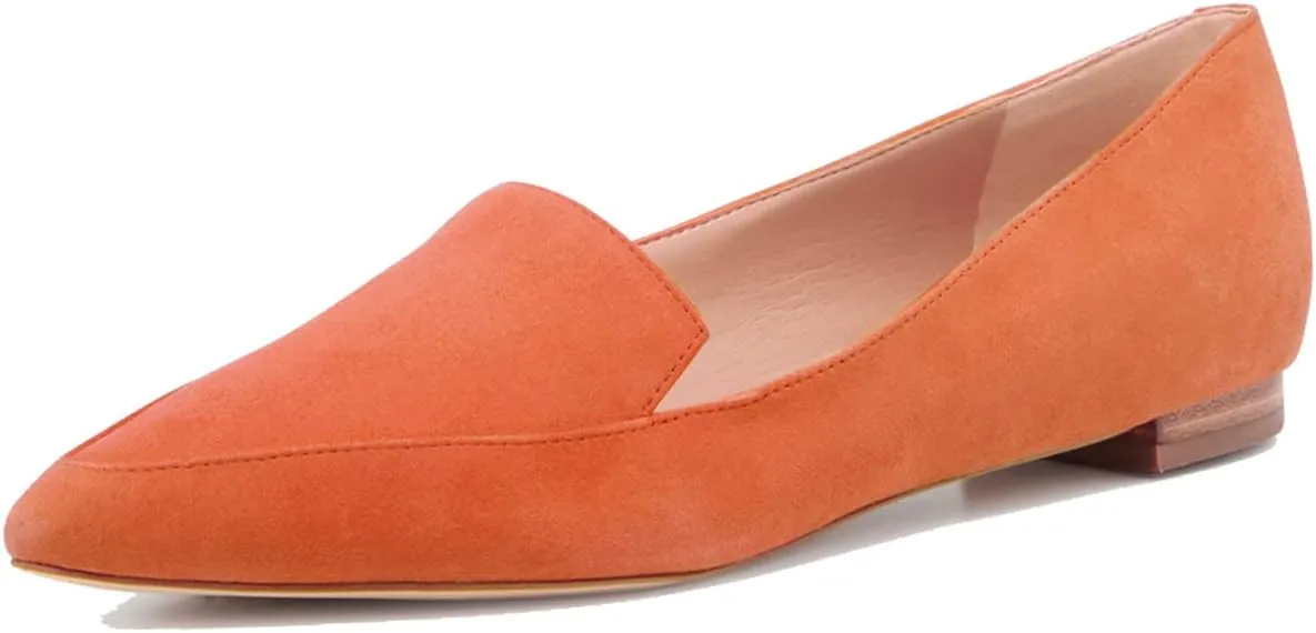 SHODENSE Women Pointed Toe Flat Loafers Slip On Suede Loafer Flats Closed Toe Flat Heel Penny Loafer Comfortable Moccasins Casual Driving Walking Loafers Shoes Ladies Girls Daily Club Church 4-11 M US
