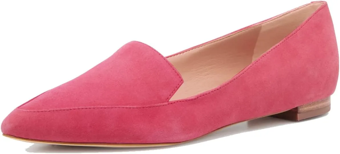 SHODENSE Women Pointed Toe Flat Loafers Slip On Suede Loafer Flats Closed Toe Flat Heel Penny Loafer Comfortable Moccasins Casual Driving Walking Loafers Shoes Ladies Girls Daily Club Church 4-11 M US