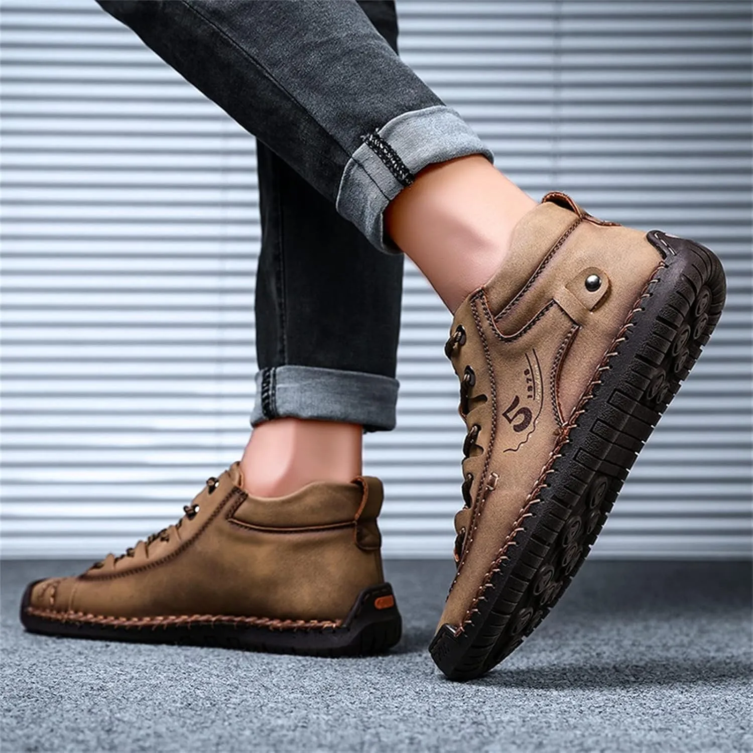 Shoes Casual Men Leather Fashion Summer and Autumn Men Leather Shoes Flat Soft Leather Casual Shoes for Men Size 13