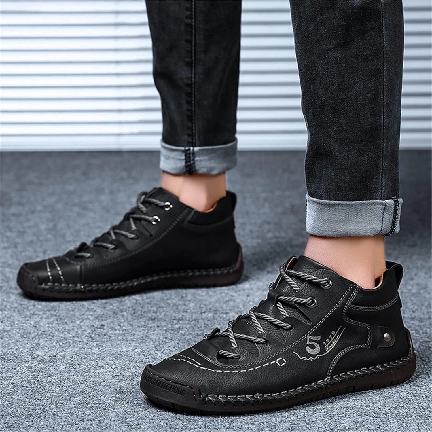 Shoes Casual Men Leather Fashion Summer and Autumn Men Leather Shoes Flat Soft Leather Casual Shoes for Men Size 13