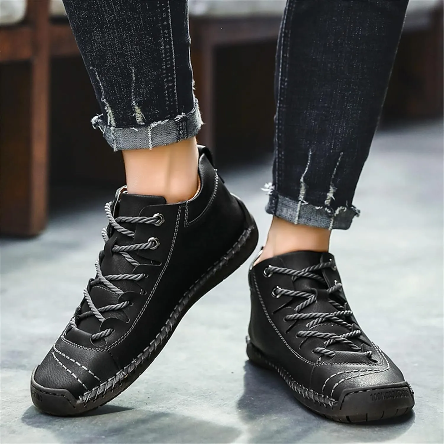 Shoes Casual Men Leather Fashion Summer and Autumn Men Leather Shoes Flat Soft Leather Casual Shoes for Men Size 13