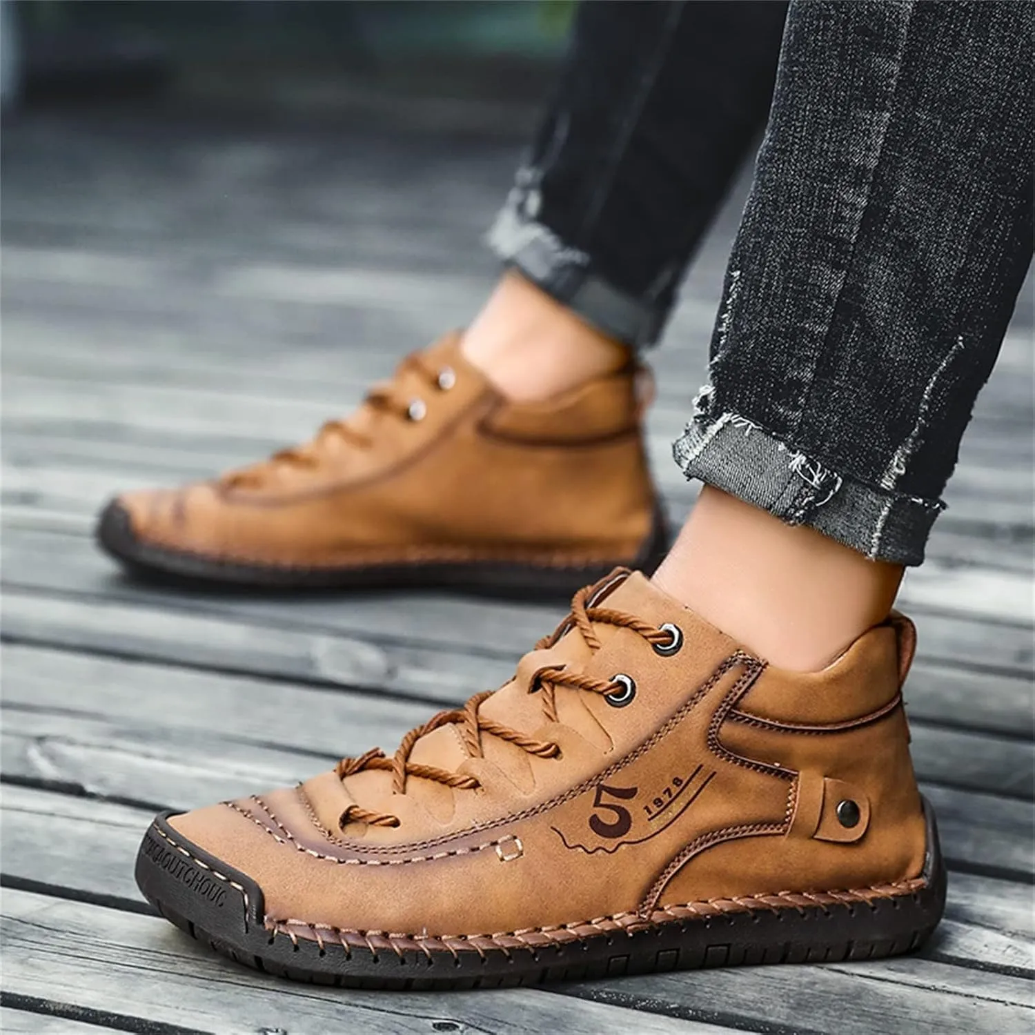 Shoes Casual Men Leather Fashion Summer and Autumn Men Leather Shoes Flat Soft Leather Casual Shoes for Men Size 13