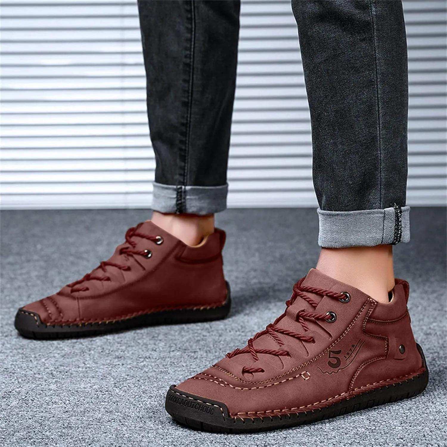 Shoes Casual Men Leather Fashion Summer and Autumn Men Leather Shoes Flat Soft Leather Casual Shoes for Men Size 13