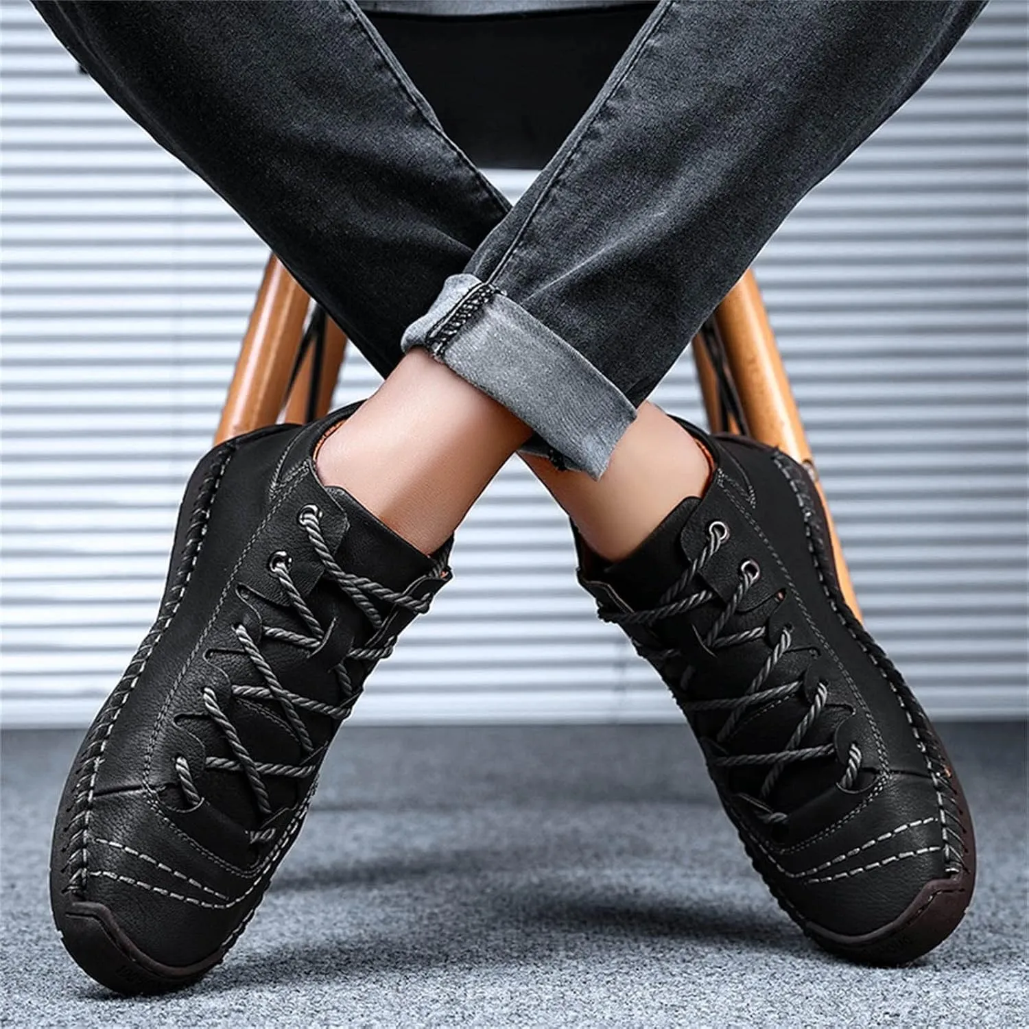 Shoes Casual Men Leather Fashion Summer and Autumn Men Leather Shoes Flat Soft Leather Casual Shoes for Men Size 13