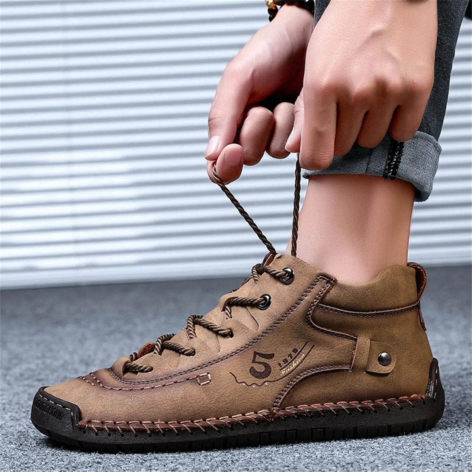 Shoes Casual Men Leather Fashion Summer and Autumn Men Leather Shoes Flat Soft Leather Casual Shoes for Men Size 13