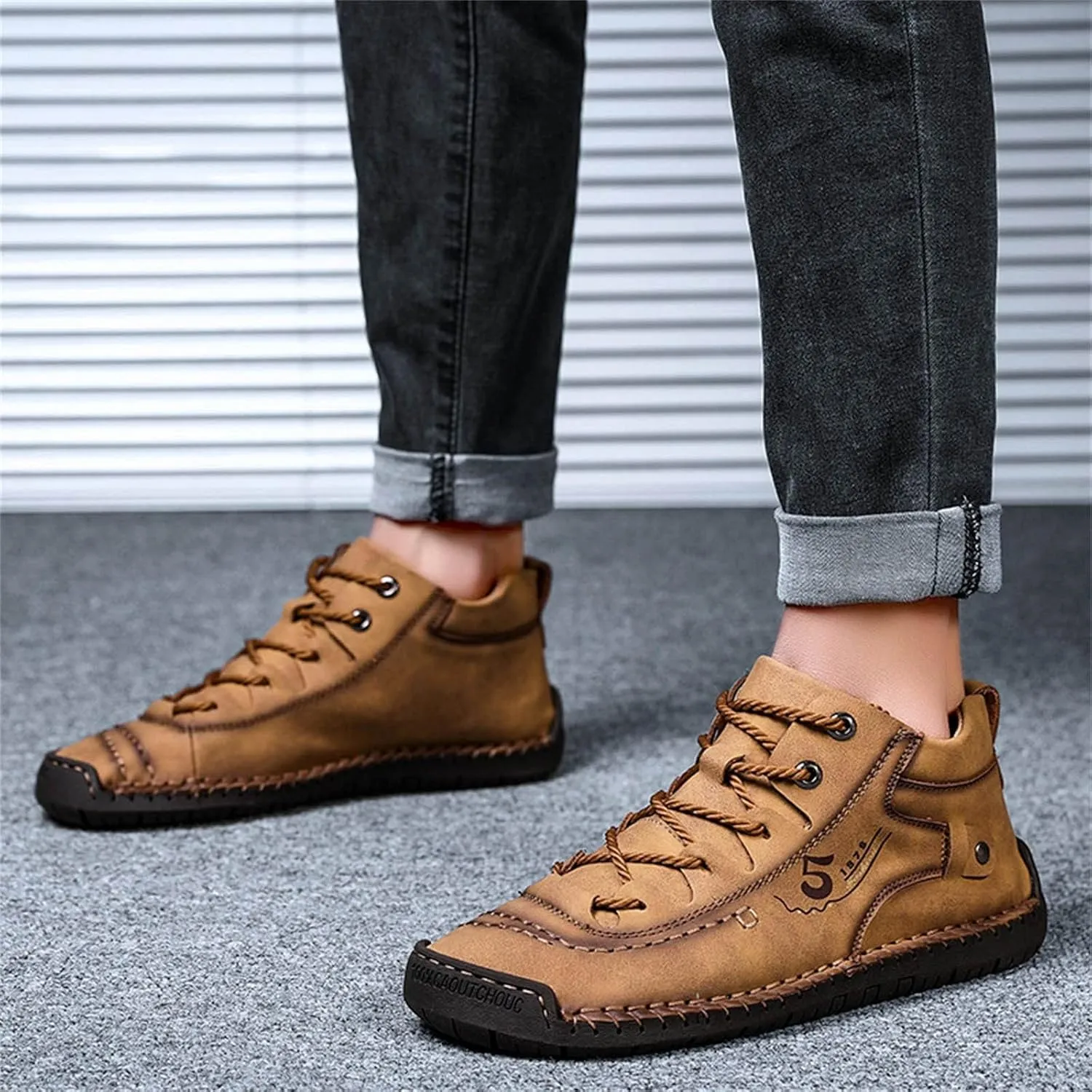 Shoes Casual Men Leather Fashion Summer and Autumn Men Leather Shoes Flat Soft Leather Casual Shoes for Men Size 13