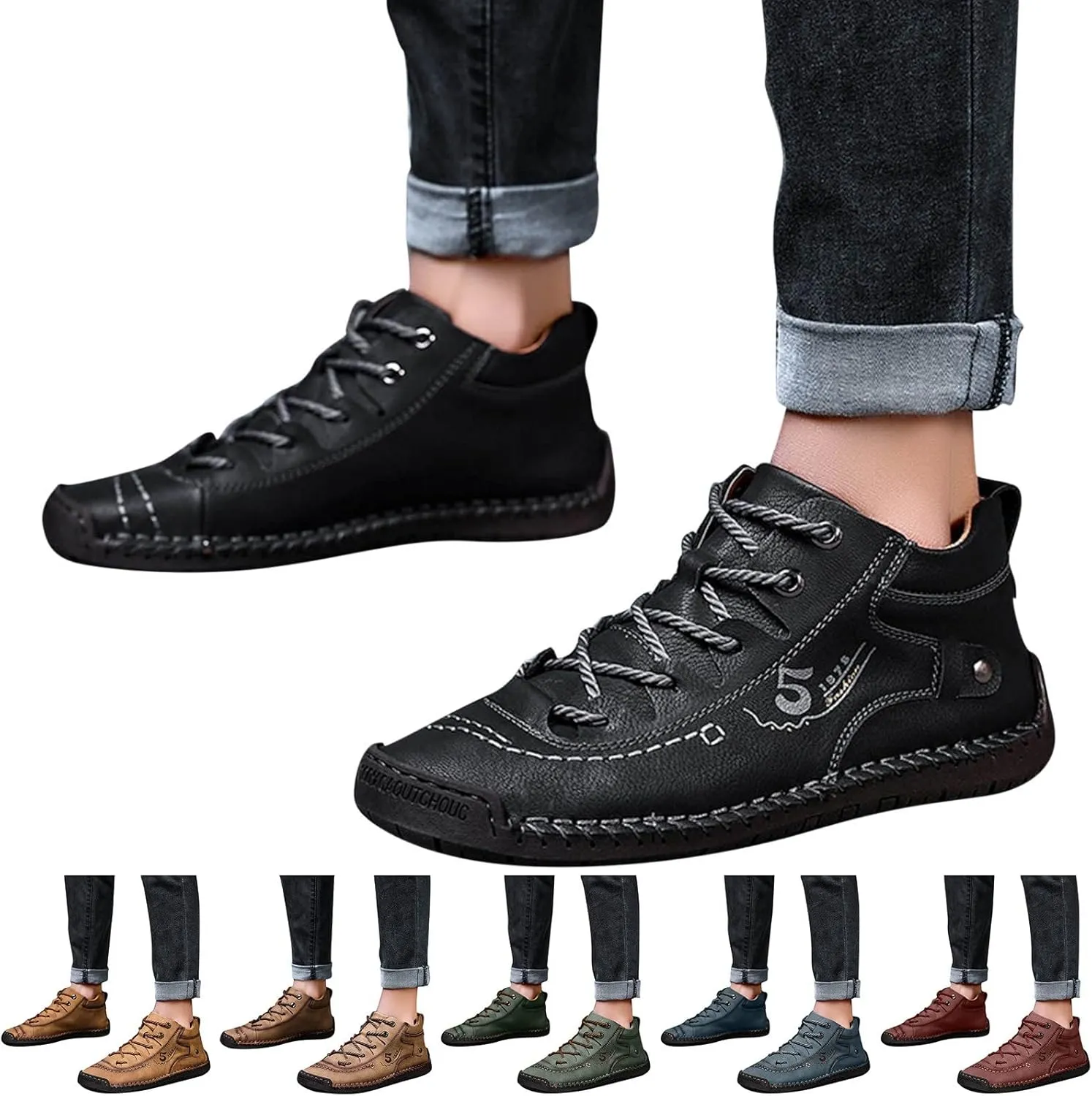 Shoes Casual Men Leather Fashion Summer and Autumn Men Leather Shoes Flat Soft Leather Casual Shoes for Men Size 13