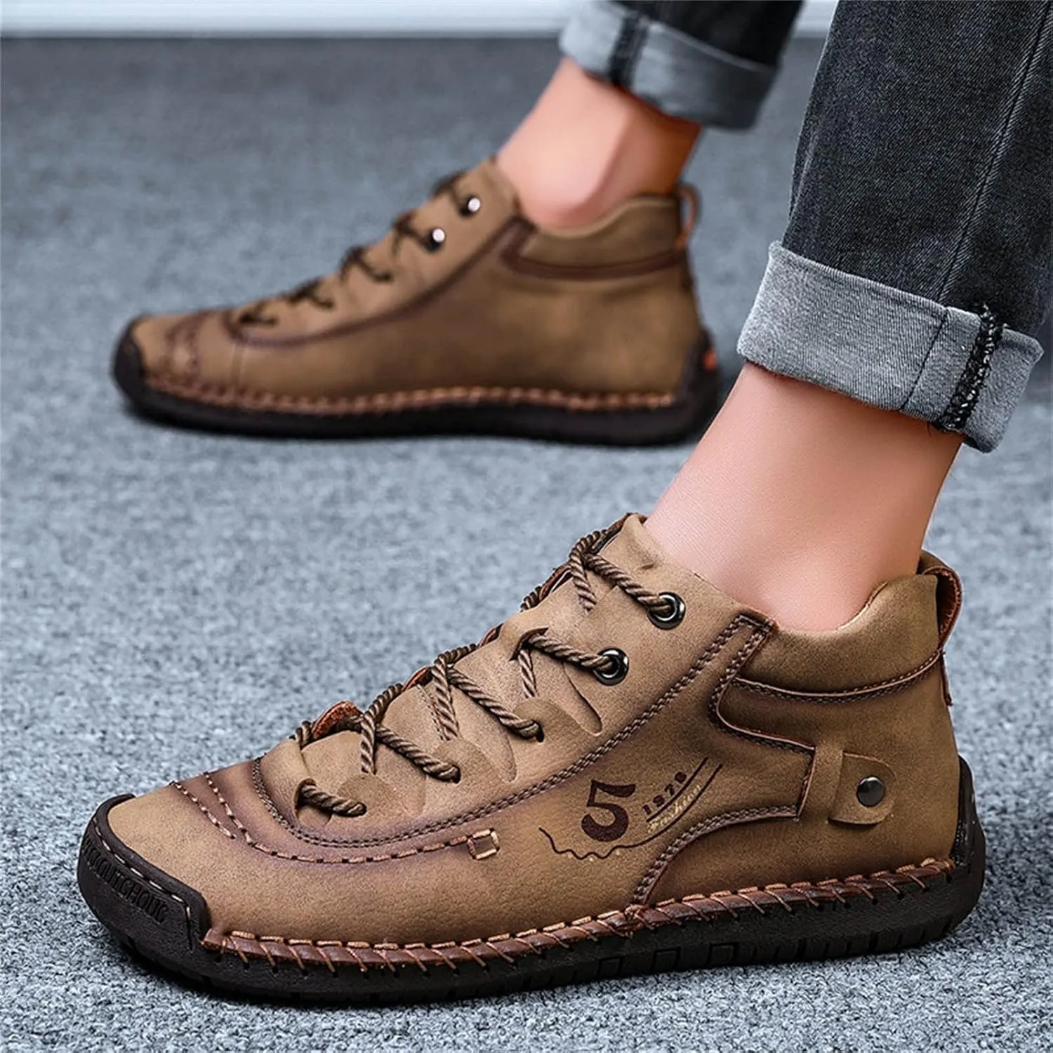 Shoes Casual Men Leather Fashion Summer and Autumn Men Leather Shoes Flat Soft Leather Casual Shoes for Men Size 13