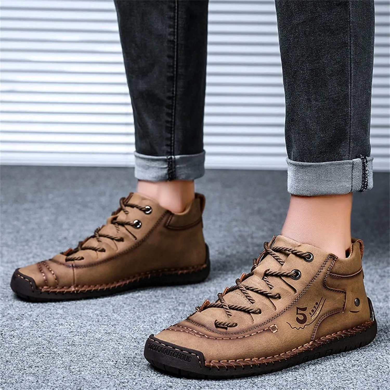 Shoes Casual Men Leather Fashion Summer and Autumn Men Leather Shoes Flat Soft Leather Casual Shoes for Men Size 13