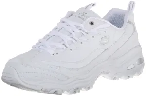 Skechers D'Lites FRES.5 START Memory Foam Lace-up Sneaker White Silver (8.5, White Silver)