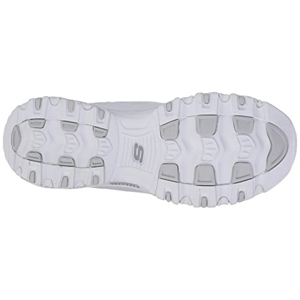 Skechers D'Lites FRES.5 START Memory Foam Lace-up Sneaker White Silver (8.5, White Silver)