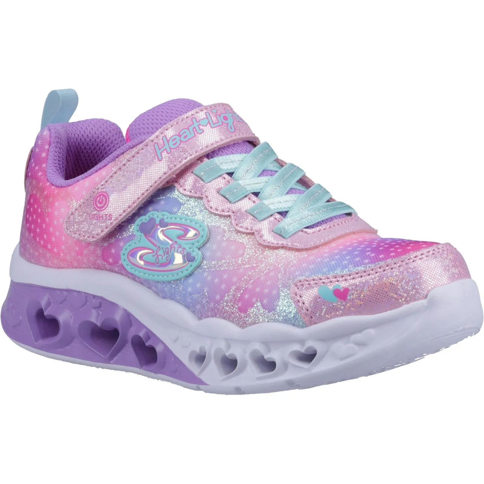 Skechers Girls Flutter Heart Lights Simply Love Light Up Trainers - Pink