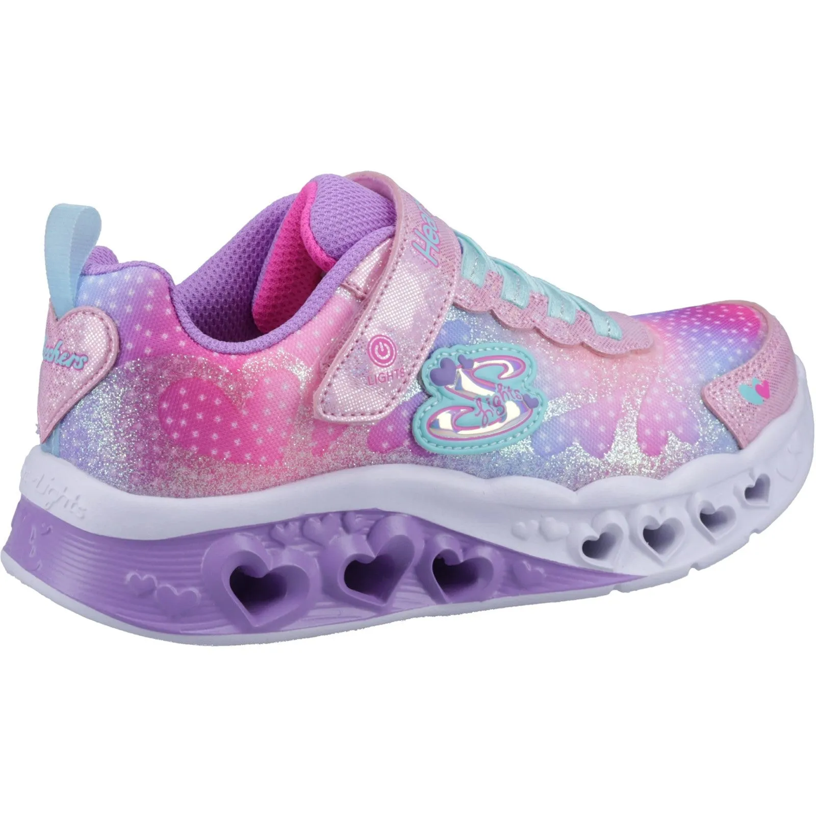 Skechers Girls Flutter Heart Lights Simply Love Light Up Trainers - Pink