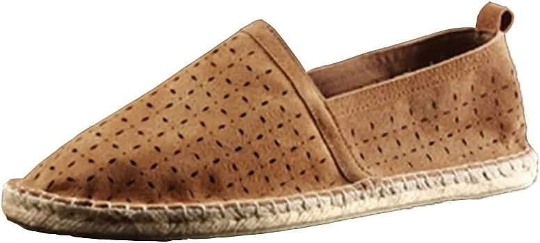 slippers Flip Flops,Men's Breathable Leather Shoes, Hollow Shoes Straw Woven Fisherman Shoes Leather Breathable Sandals