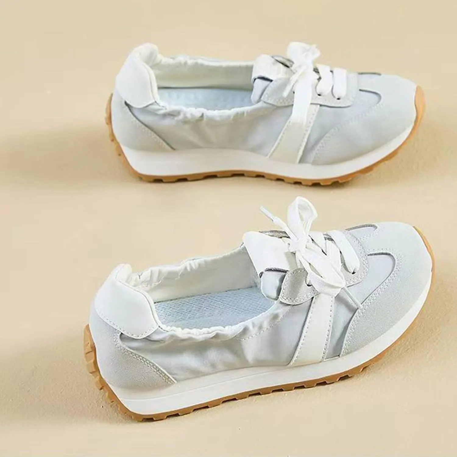 Sneakers for Women Slip on Wide Toe Box Shoes Workout Fashion Sneakers Mircrofiber Leather Suede Patchwork Casual Lace Up Non-Slip Walking Shoes Gym Tennis Running Shoe 2025
