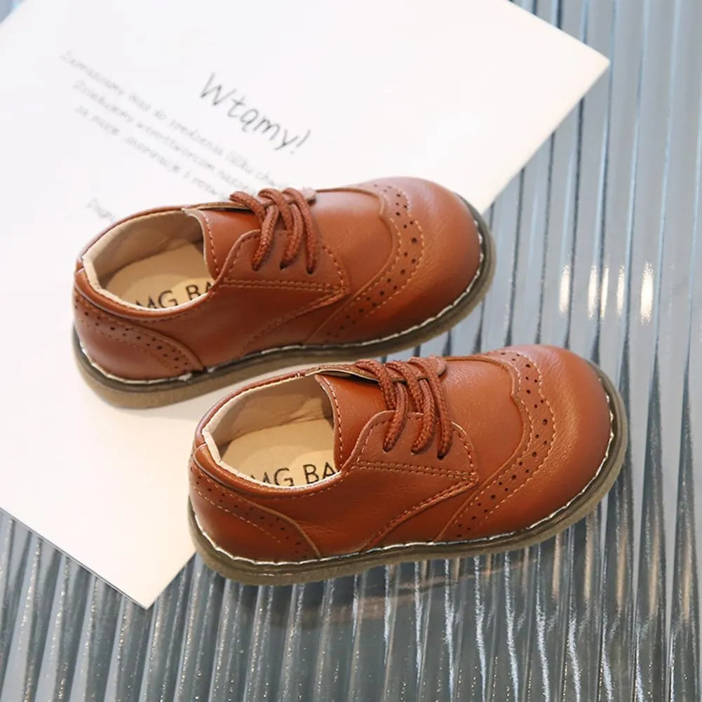 Toddler Boys Girls Dress Oxfords PU Leather Lace Up School Uniform Shoes Sneaker for Little Kids