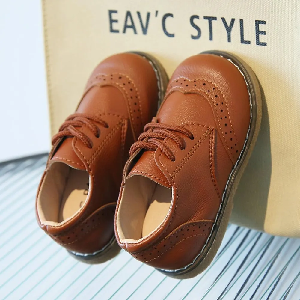 Toddler Boys Girls Dress Oxfords PU Leather Lace Up School Uniform Shoes Sneaker for Little Kids