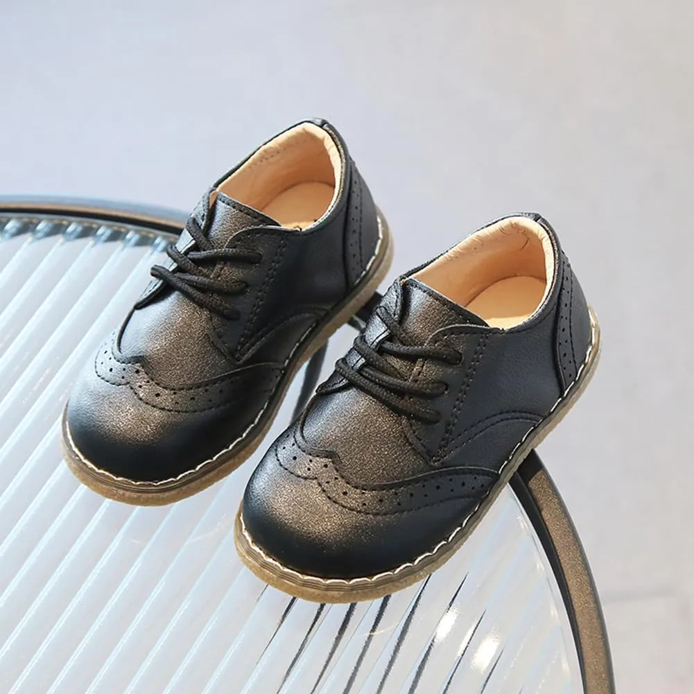 Toddler Boys Girls Dress Oxfords PU Leather Lace Up School Uniform Shoes Sneaker for Little Kids