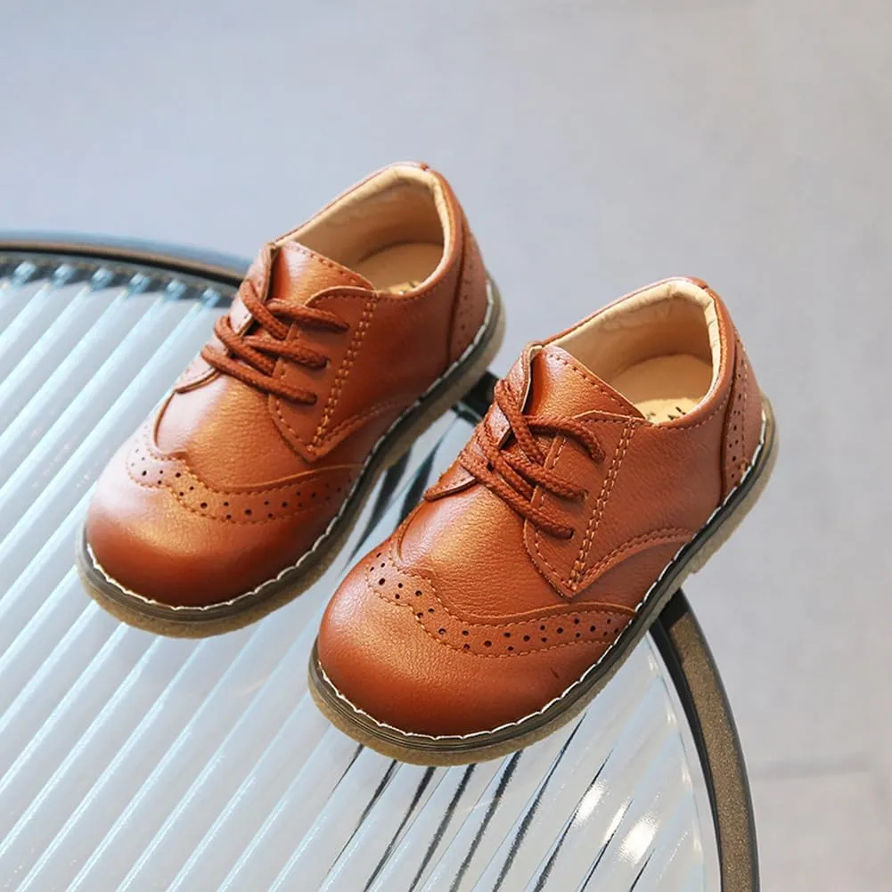 Toddler Boys Girls Dress Oxfords PU Leather Lace Up School Uniform Shoes Sneaker for Little Kids