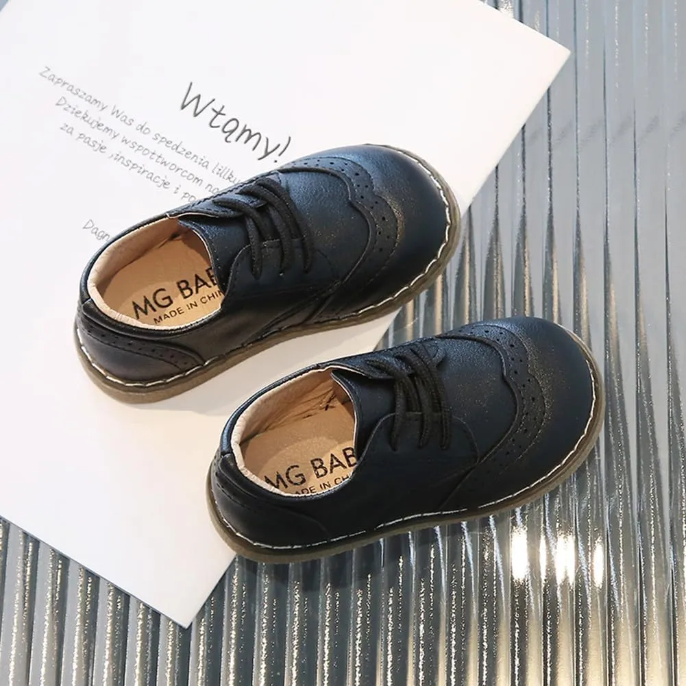 Toddler Boys Girls Dress Oxfords PU Leather Lace Up School Uniform Shoes Sneaker for Little Kids