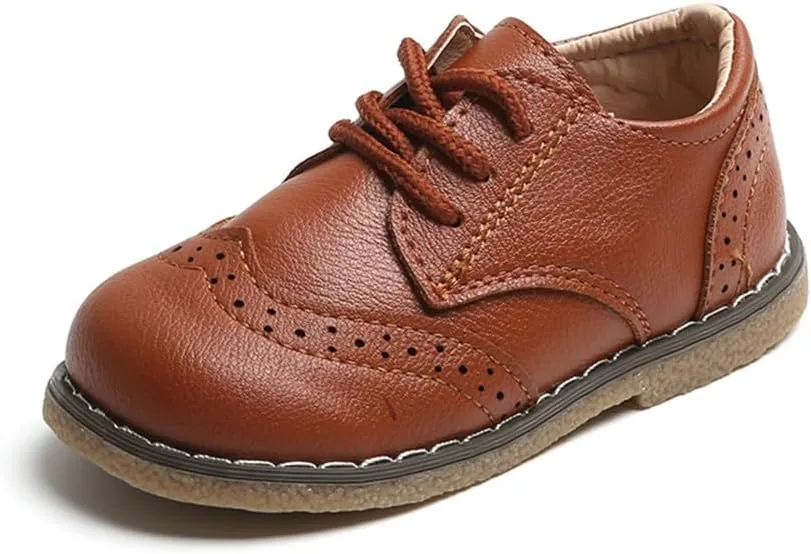 Toddler Boys Girls Dress Oxfords PU Leather Lace Up School Uniform Shoes Sneaker for Little Kids