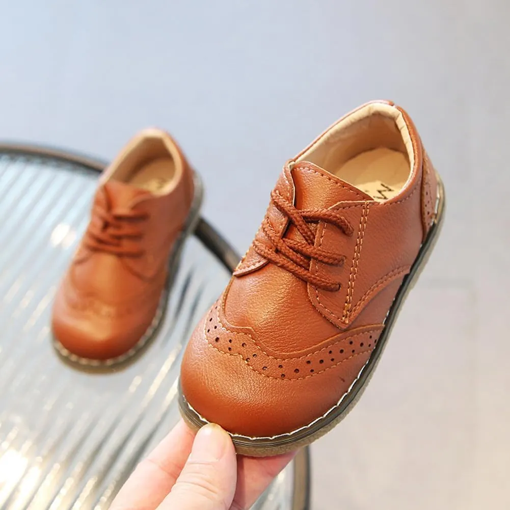 Toddler Boys Girls Dress Oxfords PU Leather Lace Up School Uniform Shoes Sneaker for Little Kids