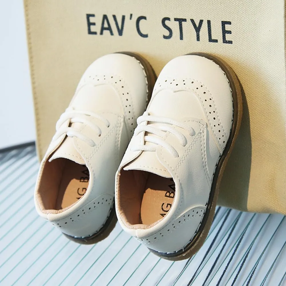 Toddler Boys Girls Dress Oxfords PU Leather Lace Up School Uniform Shoes Sneaker for Little Kids