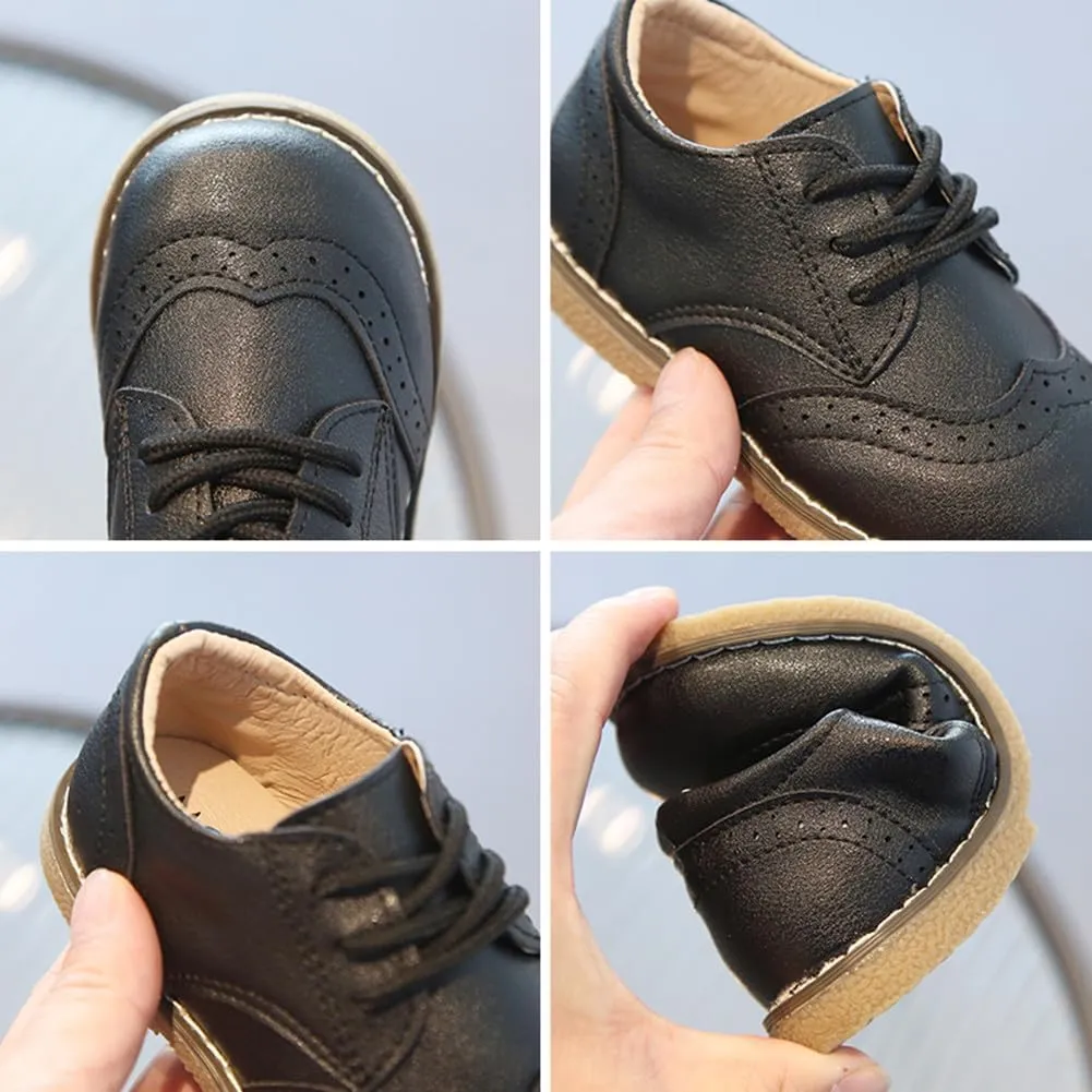 Toddler Boys Girls Dress Oxfords PU Leather Lace Up School Uniform Shoes Sneaker for Little Kids