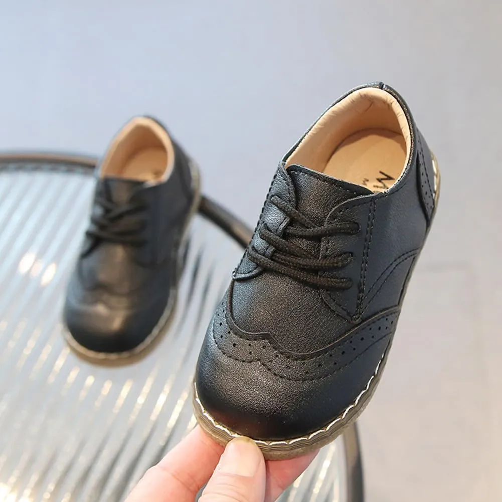 Toddler Boys Girls Dress Oxfords PU Leather Lace Up School Uniform Shoes Sneaker for Little Kids