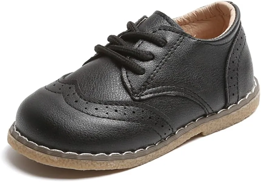 Toddler Boys Girls Dress Oxfords PU Leather Lace Up School Uniform Shoes Sneaker for Little Kids