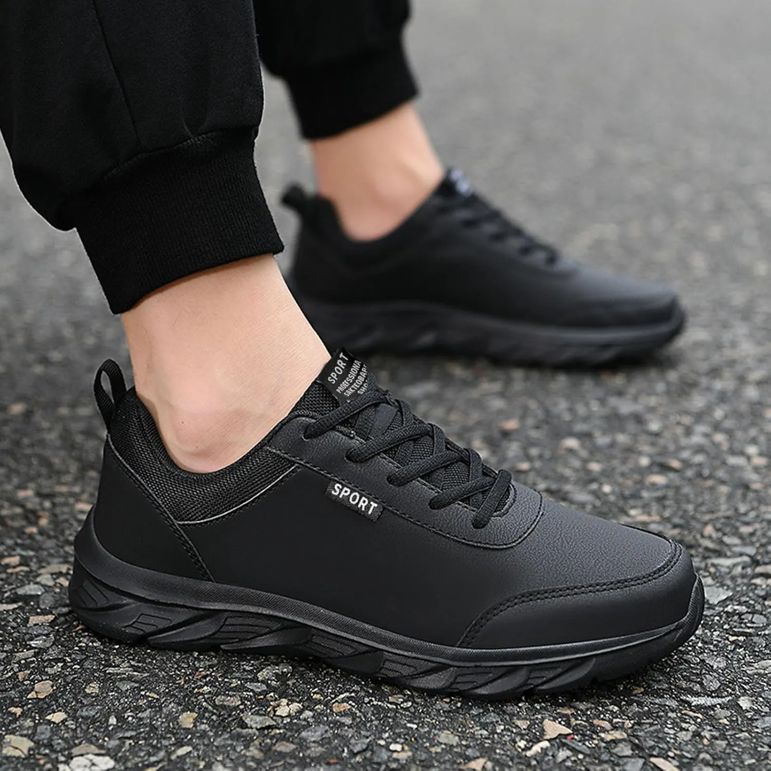 Versatile & Casual Sneaker Outdoor Men Mountaineering Casual Sport Shoes Lace Up Solid Color Running Breathable Soft