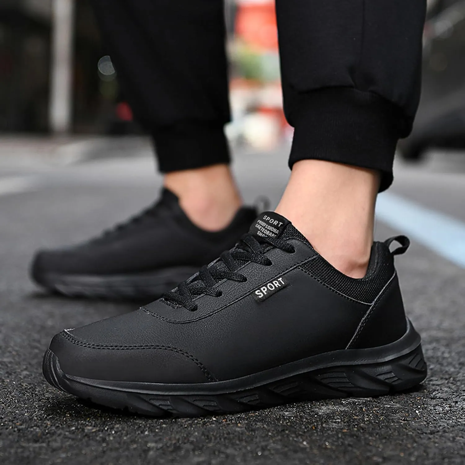 Versatile & Casual Sneaker Outdoor Men Mountaineering Casual Sport Shoes Lace Up Solid Color Running Breathable Soft