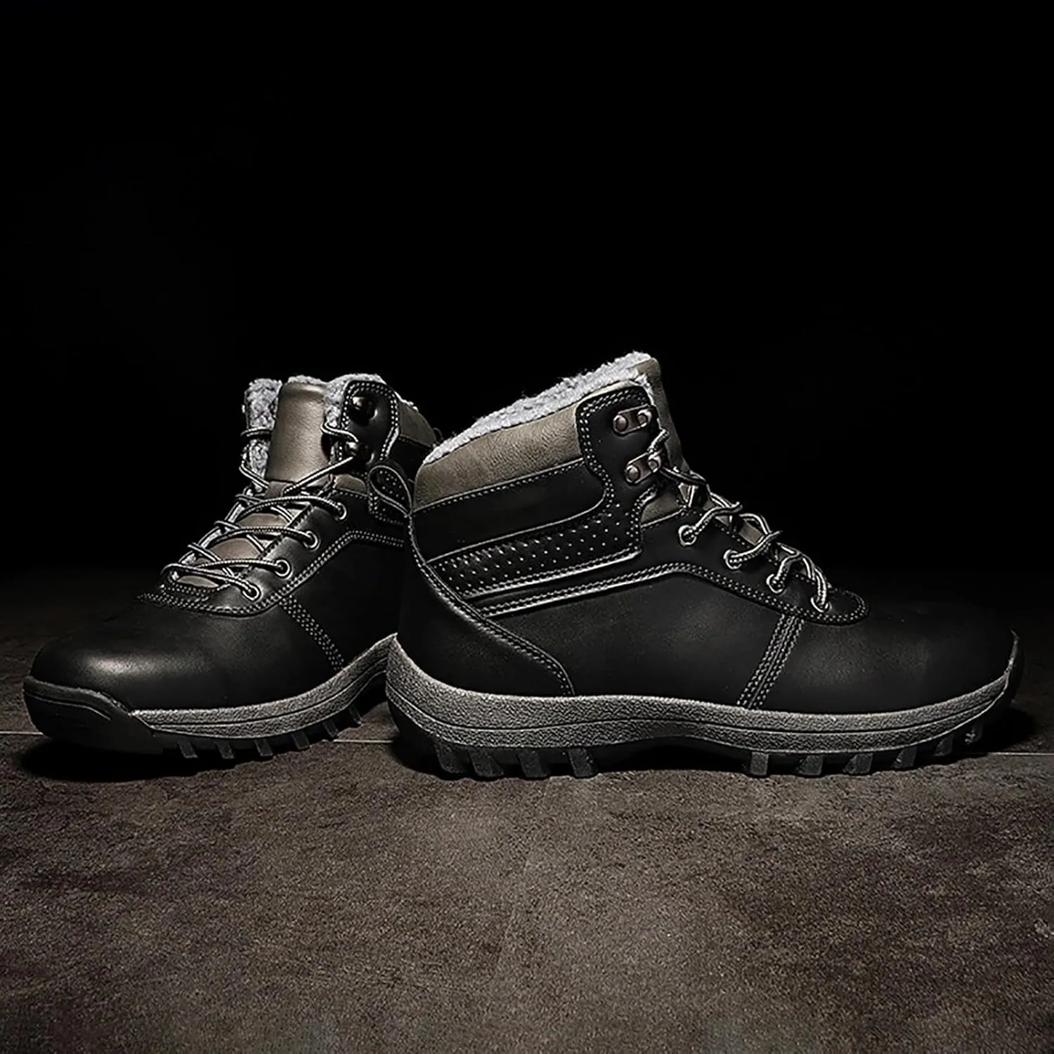 Vintage Leather Ankle Boots for Men Water Proof Insulated Non Slip Boots Thickened Warm Fleece Winter Shoes Men Snow
