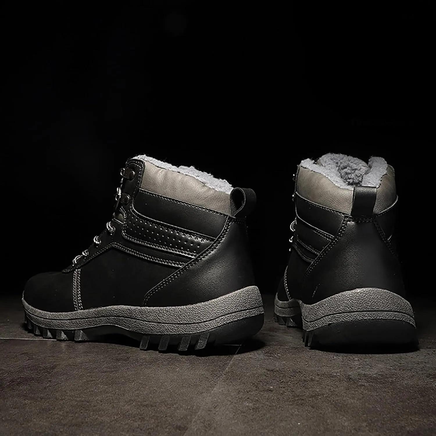 Vintage Leather Ankle Boots for Men Water Proof Insulated Non Slip Boots Thickened Warm Fleece Winter Shoes Men Snow