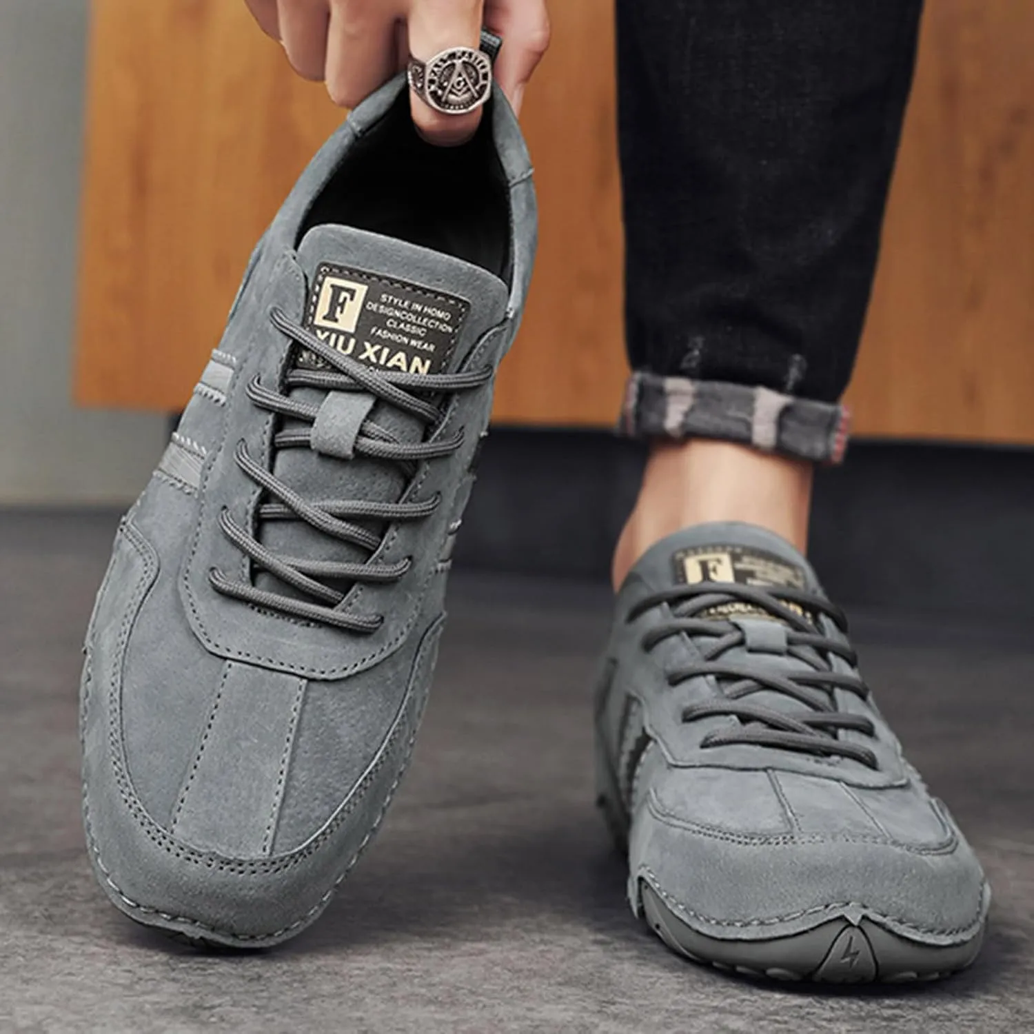 Walking Shoes Tennis Comfortable New Spring and Men's Suede Korean Low Top Short Boots Shoe