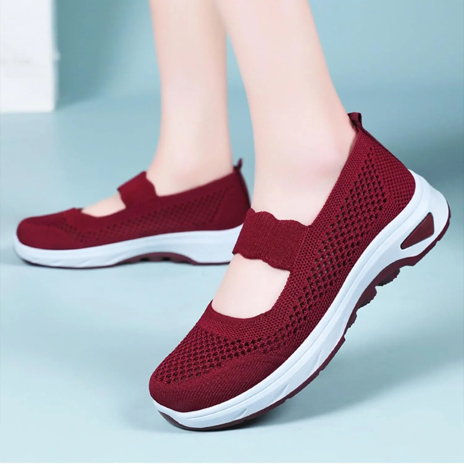 Walking Shoes Women Slip On Sneakers Knit Lightweight Comfortable Breathable Walking Shoes for Work Travel
