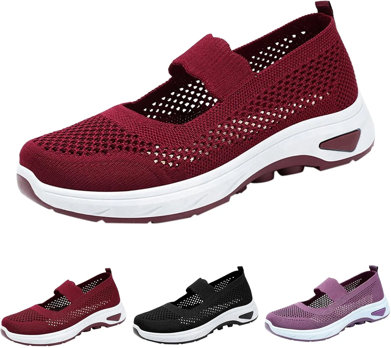Walking Shoes Women Slip On Sneakers Knit Lightweight Comfortable Breathable Walking Shoes for Work Travel