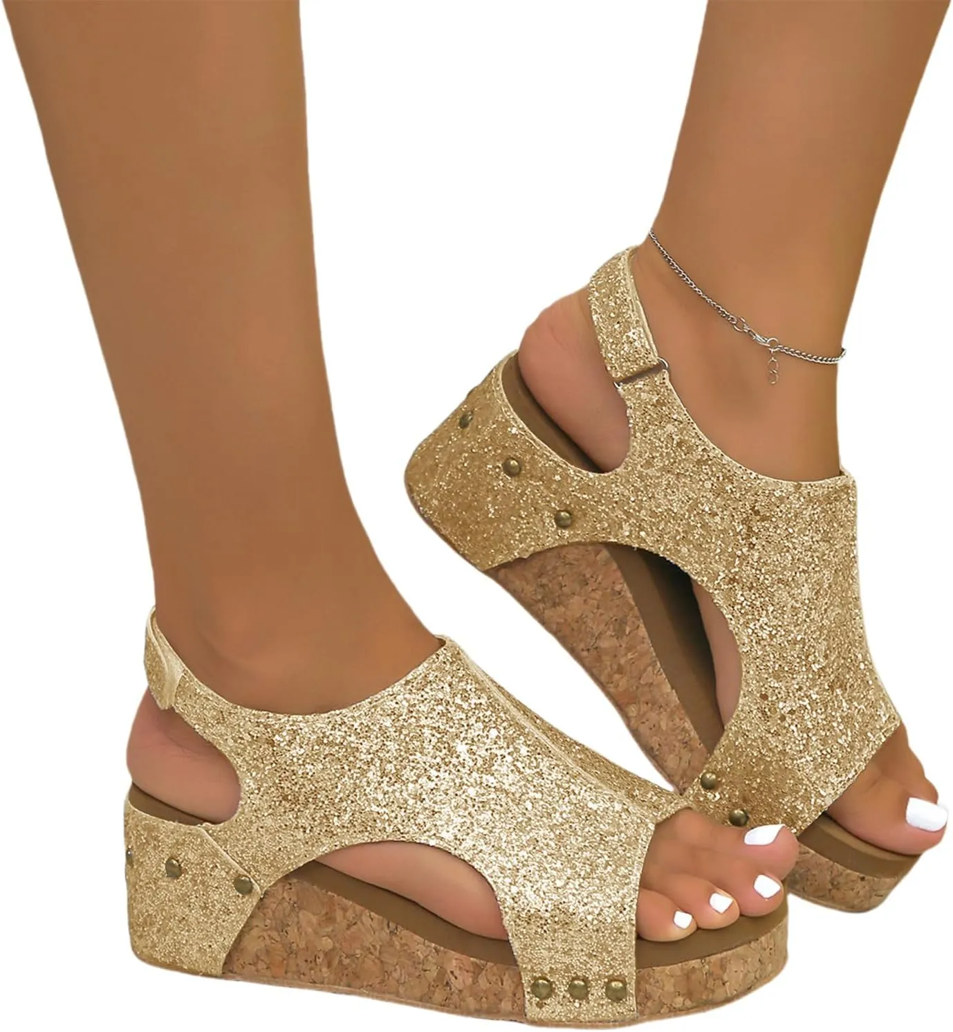 Wedge Sandals for Women Dressy Espadrille Wedge Sandals Ankle Strap Buckle Platform Sandals Open Toe Wedges Arch Support Shoes Casual Summer Bohemian Shoes