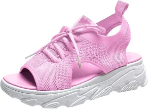 Wedge Sandals for Women Orthopedic Slide Sport Sandals Open Toe Summer Dressy Platform Sandal Arch Support Wide Width Shoes Comfy Sports Knit Sandal Soft Sole Fashion Trendy Dressy Shoes 2025