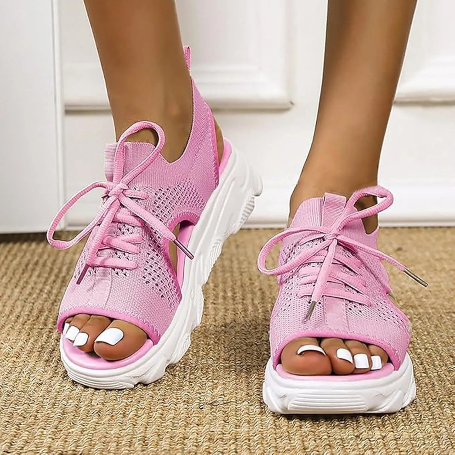 Wedge Sandals for Women Orthopedic Slide Sport Sandals Open Toe Summer Dressy Platform Sandal Arch Support Wide Width Shoes Comfy Sports Knit Sandal Soft Sole Fashion Trendy Dressy Shoes 2025