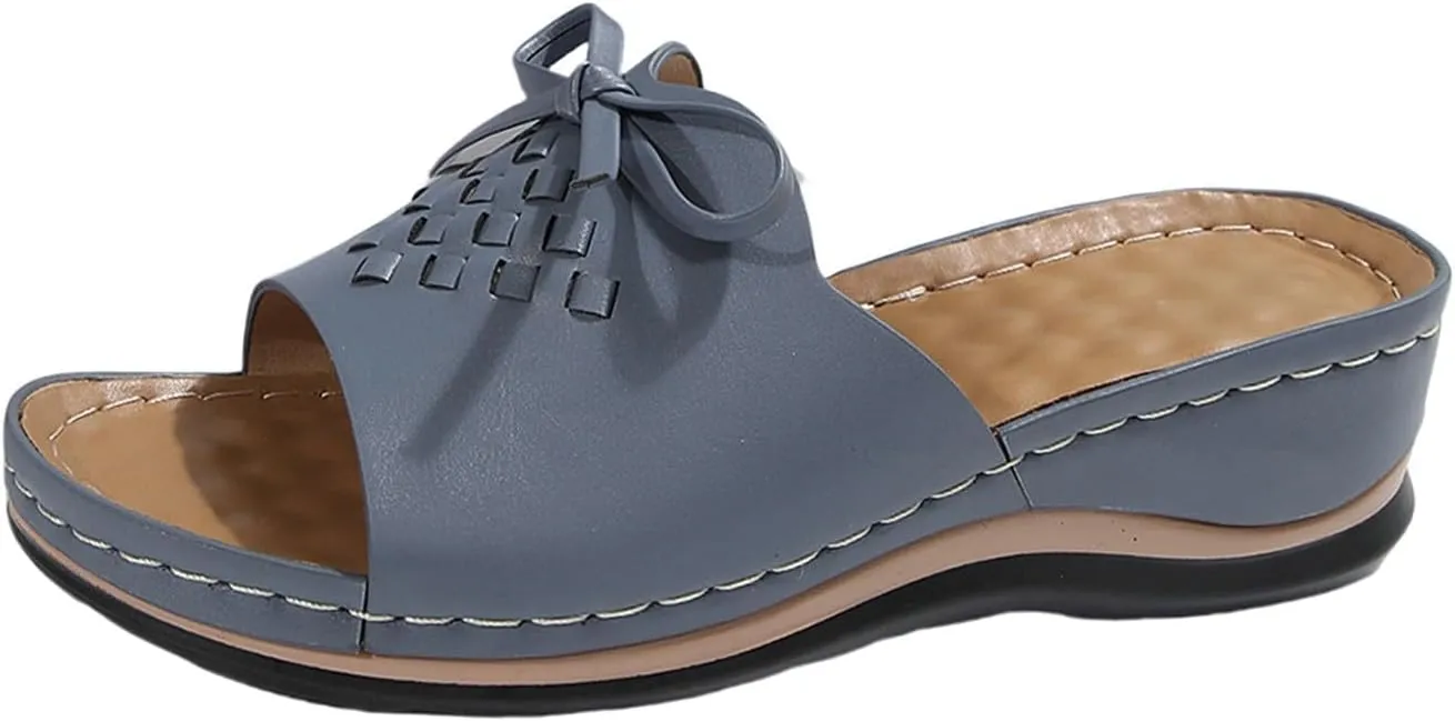 Wedge Sandals for Women Summer Hollow Out Slip On Platform Wedge Sandals Dressy Summer Comfortable Slides Lightweight Memory Foam Platform Shoes Casual Beach Shoes