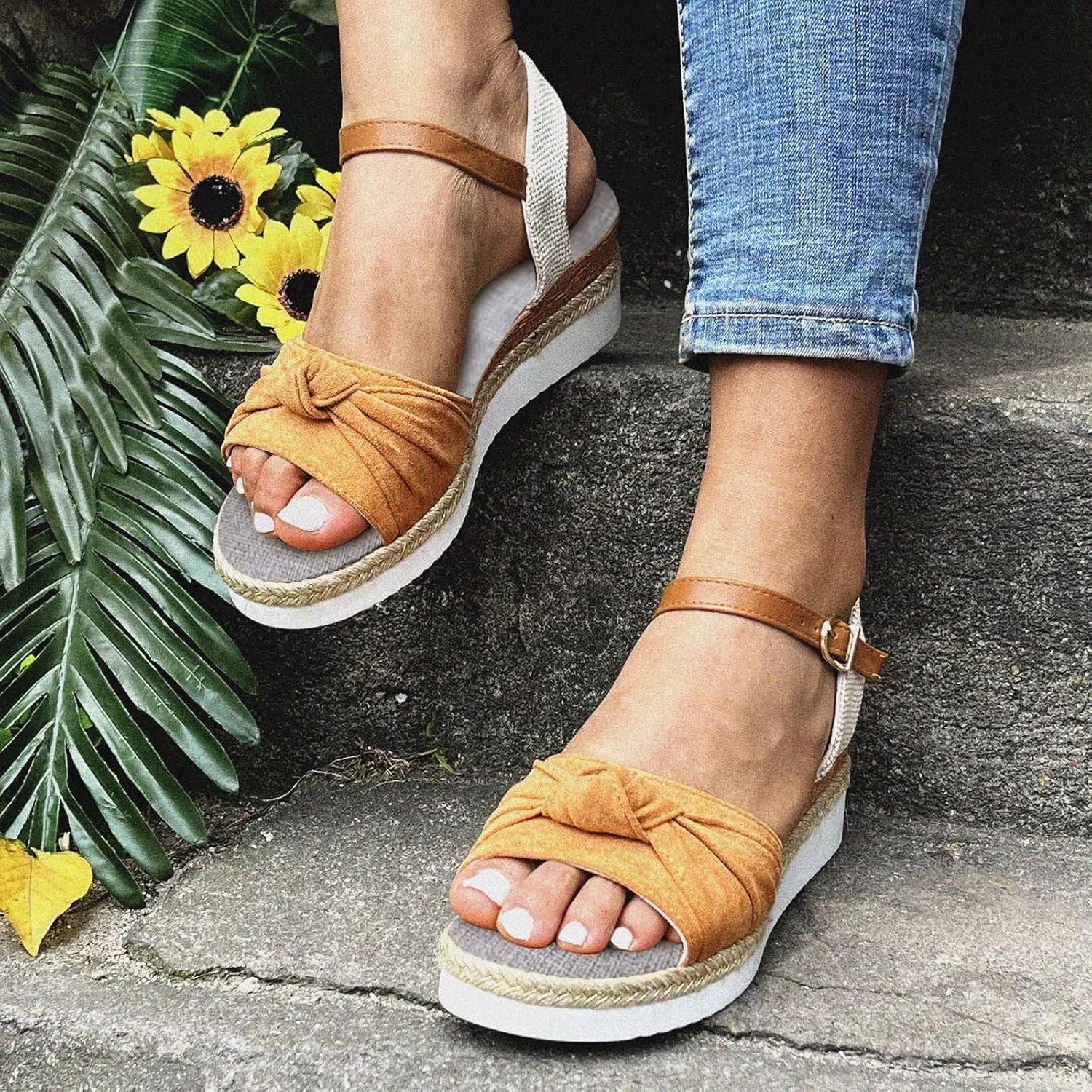 Wedge Sandals Women's Casual Platform Open Toe Wedge Sandal Slide Sandals Open Toe Wedge Sandals for Women