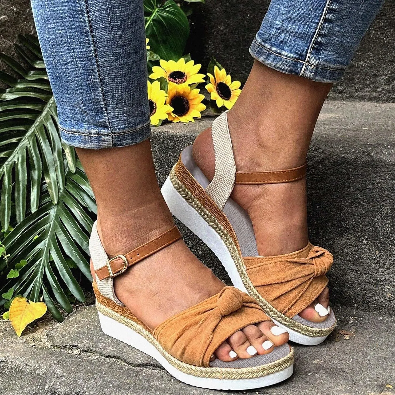 Wedge Sandals Women's Casual Platform Open Toe Wedge Sandal Slide Sandals Open Toe Wedge Sandals for Women