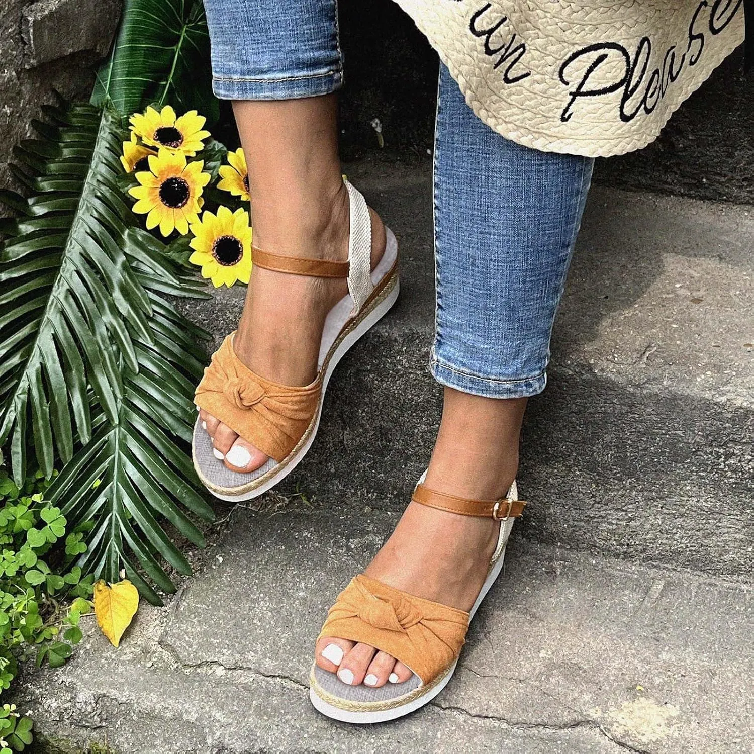 Wedge Sandals Women's Casual Platform Open Toe Wedge Sandal Slide Sandals Open Toe Wedge Sandals for Women