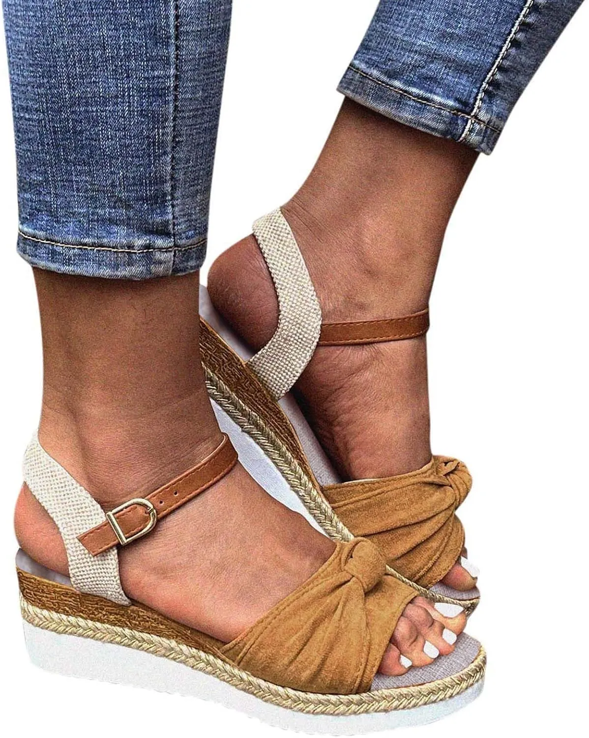 Wedge Sandals Women's Casual Platform Open Toe Wedge Sandal Slide Sandals Open Toe Wedge Sandals for Women