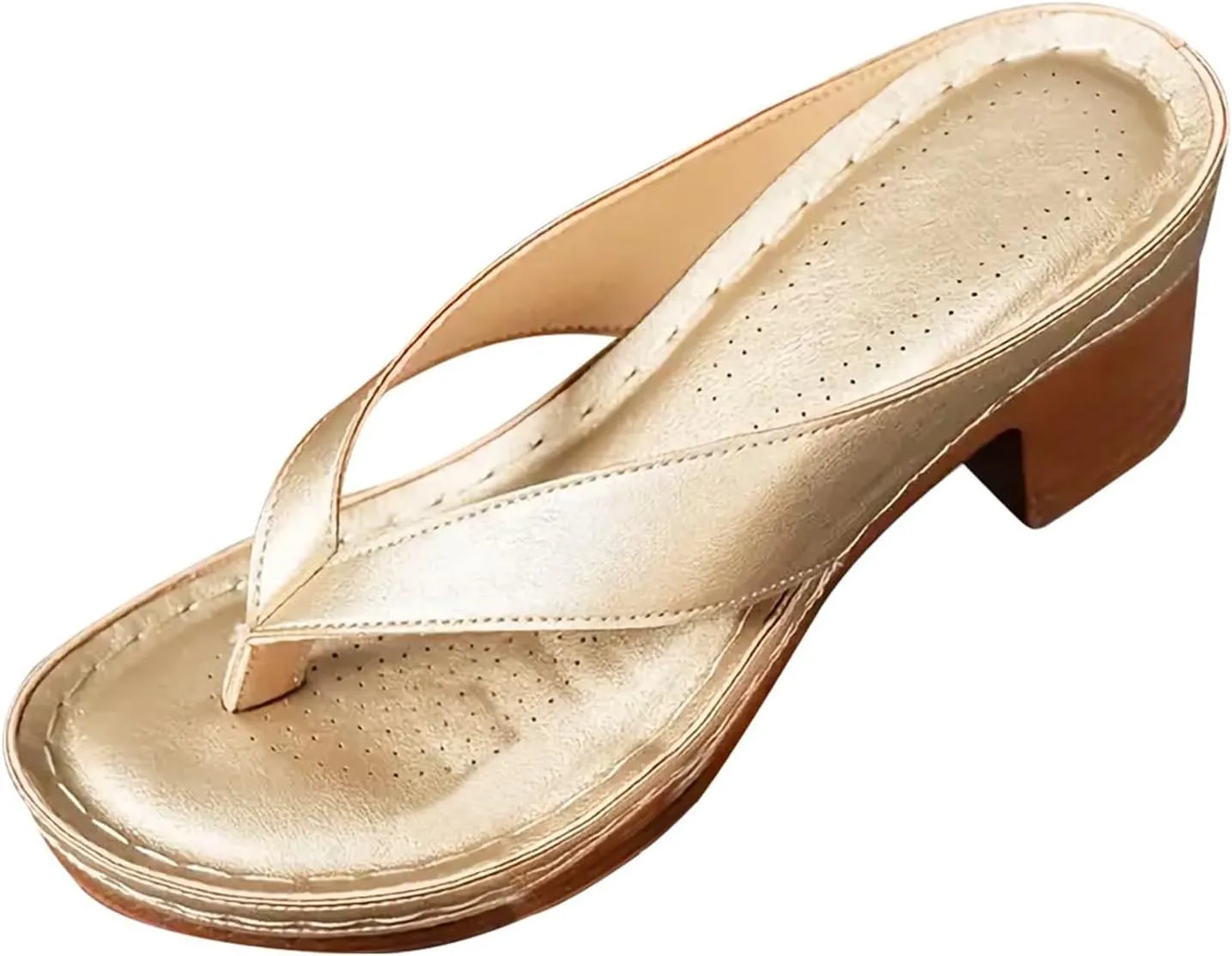 Wedges Heels for Women Orthopedic Dressy Chunky Heel Sandal with Arch Support Chunky Heel Sandals Mules for Long Walk Casual Shoes Dressy Flip Flops 2025