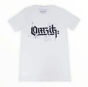 White with Black Print t-shirt